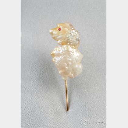 Antique Figural Baroque Pearl Stickpin