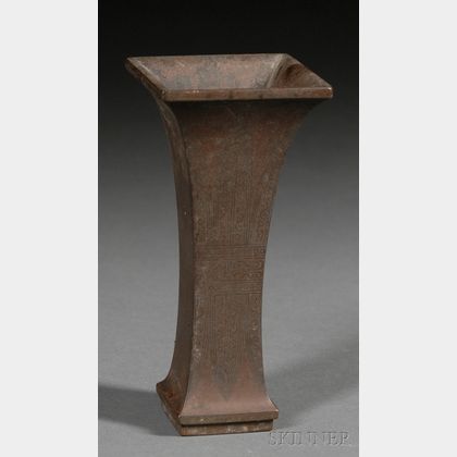 Silver Inlaid Bronze Beaker Vase