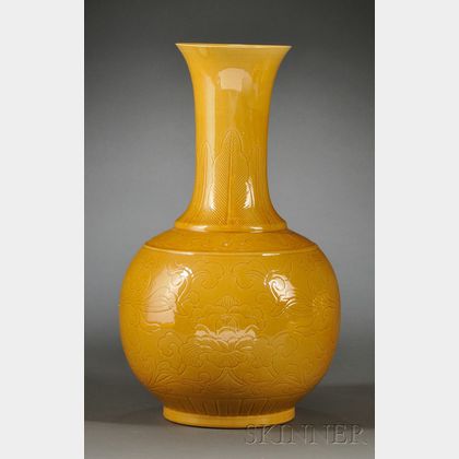 Yellow Porcelain Bottle Vase