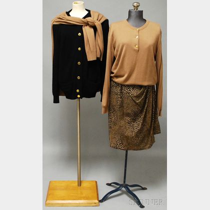 Bill Blass Sweater Set With Leopard Print Skirt