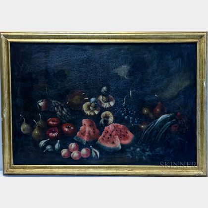 American School, 19th Century Style Still Life with Fruit and Mushrooms