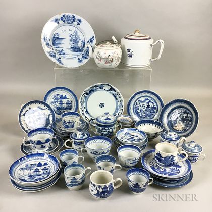 Approximately Twenty-four Pieces of Canton Blue and White Tableware