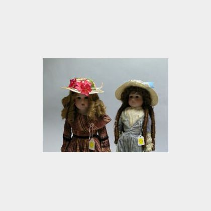 Two German Bisque Shoulder Head Dolls