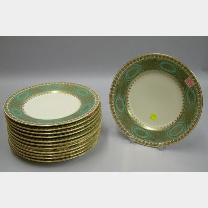Set of Twelve Bohemian H. & C. Coronado Pattern Porcelain Dinner Plates. 