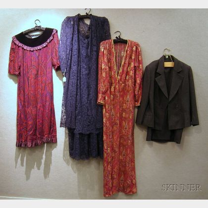 Four Pieces of Lady's 1970s-80s Designer Clothing
