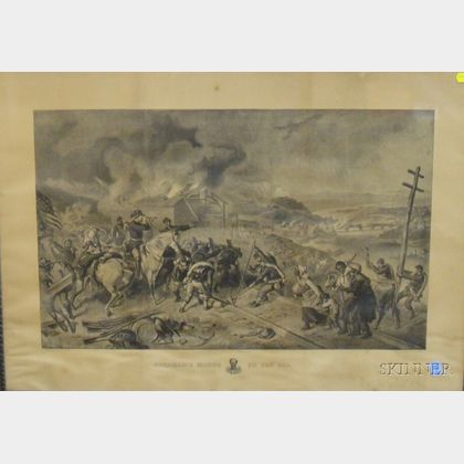Walnut Framed Lithograph Sherman's March to the Sea