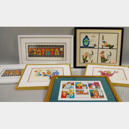 Five Framed Limited Edition Serigraph Cels and a Cartoon