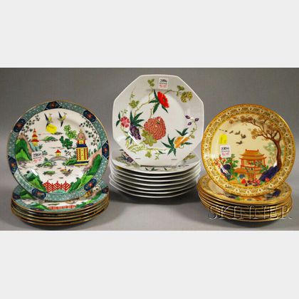 Three Sets of Porcelain Dessert Plates