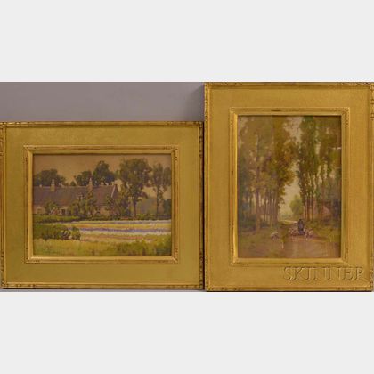 Hezekiah Anthony Dyer (American, 1872-1943) Two European Landscapes: Barbizon