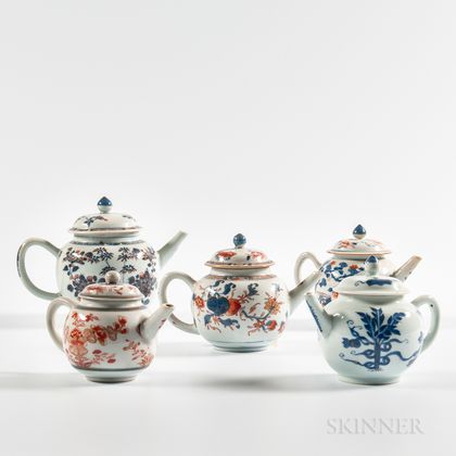Five Export Porcelain Teapots