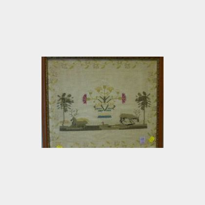 Framed 1847 Cross-stitch Sampler. 
