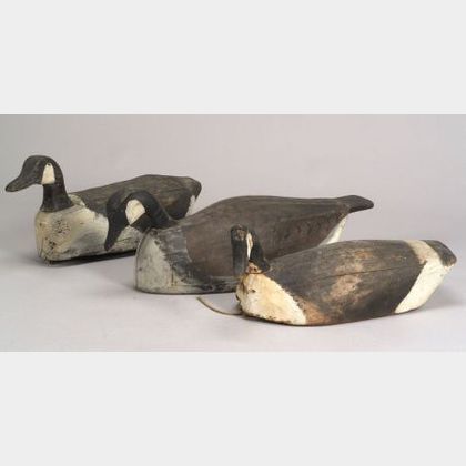 Three Painted Canada Goose Decoys