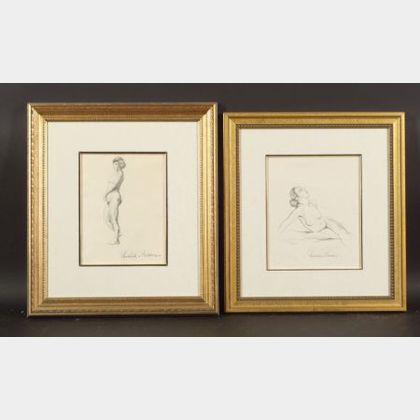Paul Emile Pissarro (French, 1884-1972) Two Sketches of Female Nudes: Femme de l'Artiste (Yvonne)