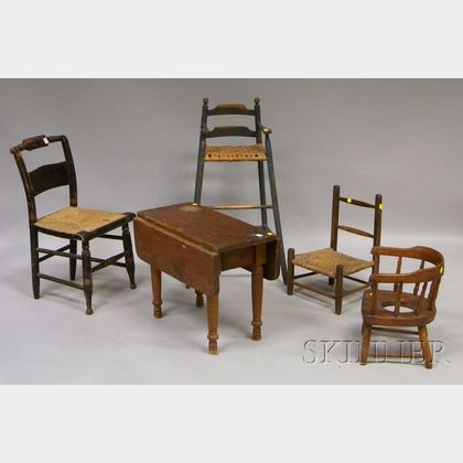 Five Pieces of Assorted Mostly 19th Century Children's Furniture