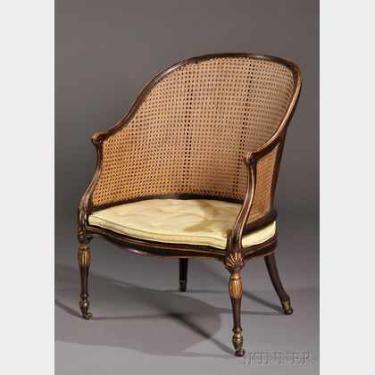 George III Parcel-gilt and Caned Bergere