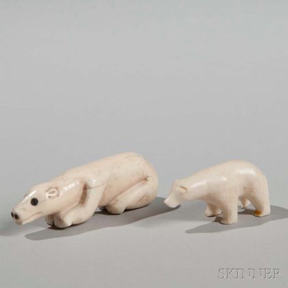 Two Eskimo Carved Bears