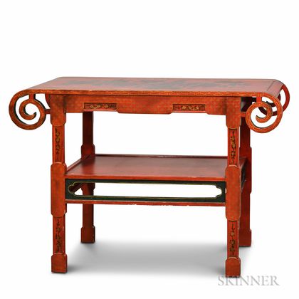 Chinese-style Red-lacquered Altar Table