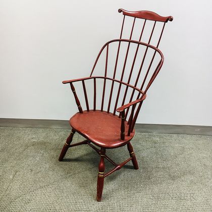 Red-painted Combed Sack-back Windsor Chair