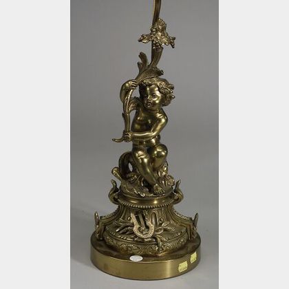 Bronze Louis XVI-style Putto-form Lampbase
