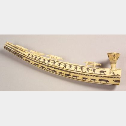 Inuit Carved and Engraved Ivory Pipe