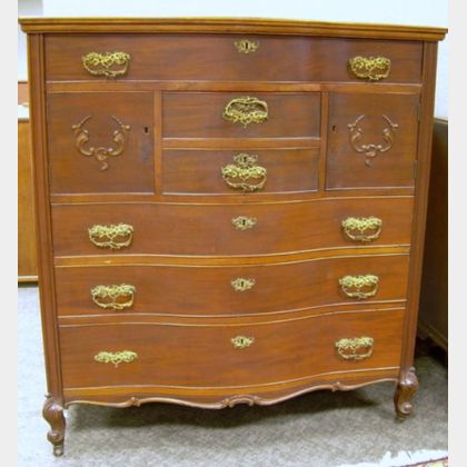 Paine Furniture French-style Carved Mahogany Serpentine Bureau. 
