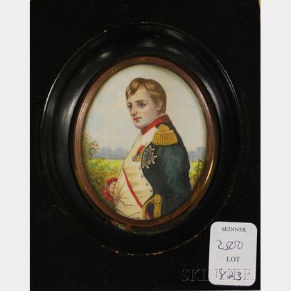 Late 19th Century Watercolor on Ivory Portrait Miniature of Napoleon
