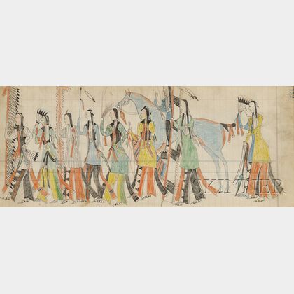 Fifteen Ledger Drawings by Southern Arapaho Artist Mad Bull (1883-1884)