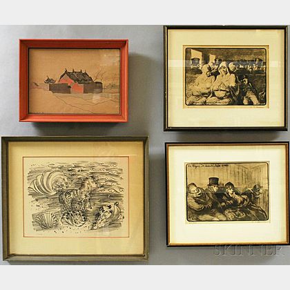 Four Framed Prints: Raoul Dufy (French, 1877-1953),Petit Cheval Marin ou Cheval aux Coquillages