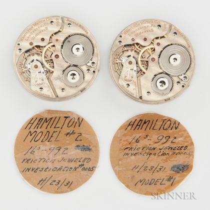 Two Hamilton "992" Watch Movement Samples