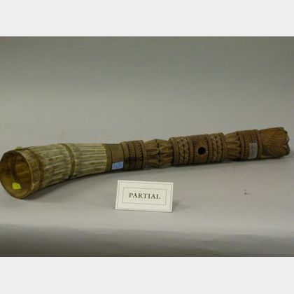 European Carved Wood and Antler Horn. 