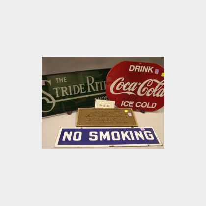 Five Assorted Business Related Signs and Six Enameled Metal Signs
