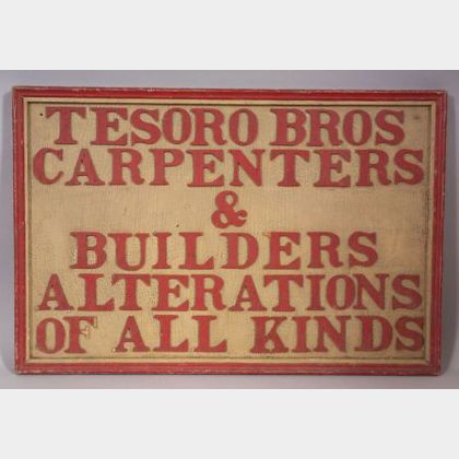 Painted Wooden Carpenter's Trade Sign