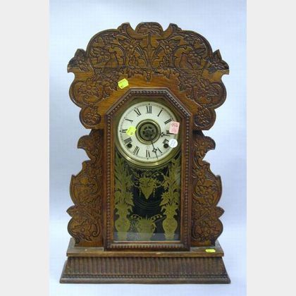 William L. Gilbert Oak Cased Gingerbread Clock