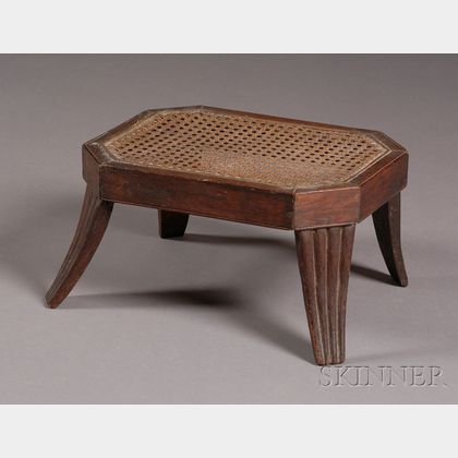 Sheraton Rosewood Carved Caned Footstool