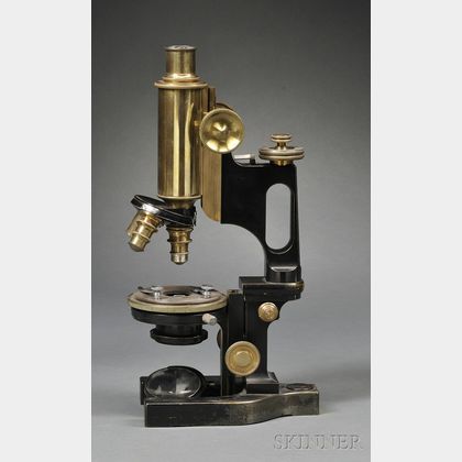 Lacquered Brass and Black-painted Compound Microscope