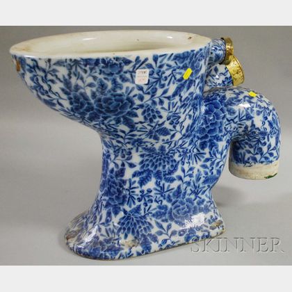 Doulton & Co. "The Simplicitas" Blue and White Floral Transfer-decorated Ceramic Toilet