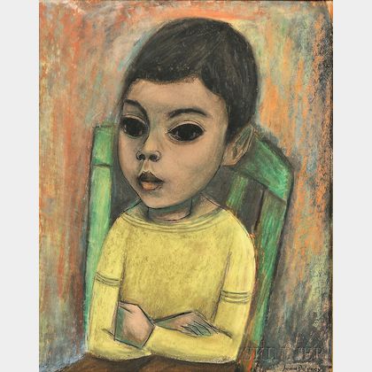 Juan De'Prey (Puerto Rican, 1904-1962) Portrait of a Boy in Yellow