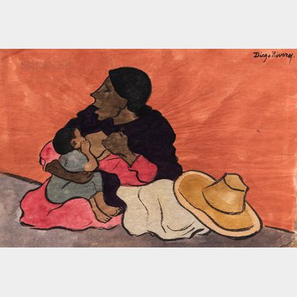 Diego Rivera (Mexican, 1886-1957) Alimentando al niño (Nourishing the Boy)