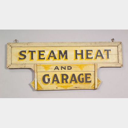 "Steam Heat and Garage" Painted Wooden Sign