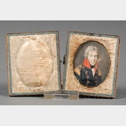 Continental Portrait Miniature on Ivory of a Military Officer