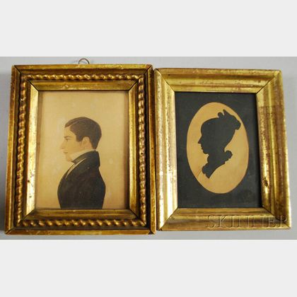19th Century Miniature Portrait and Silhouette