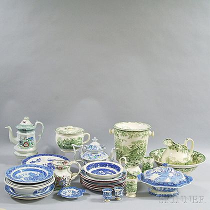 Group of Transfer-decorated Tableware