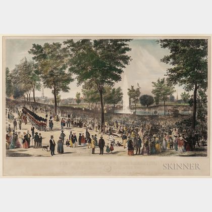 Framed B.F. Smith View of the Water Celebration, on Boston Common October 25th, 1848 