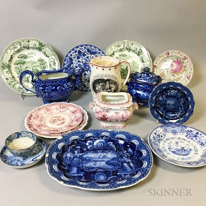 Fifteen Pieces of Transfer-decorated Ceramic Tableware