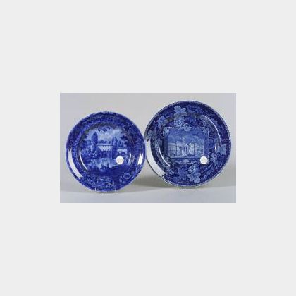 Two Blue and White Transfer Decorated Staffordshire Plates