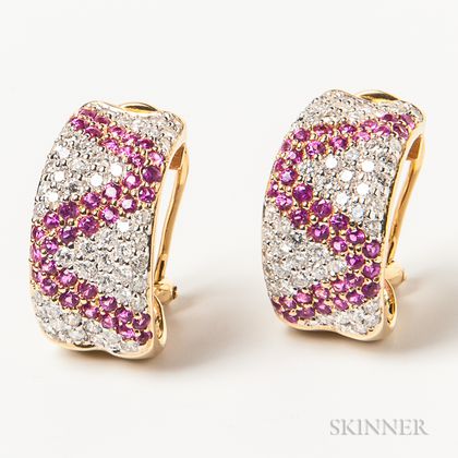 14kt Gold, Diamond, and Ruby Earrings