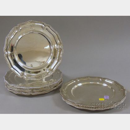 Set of Twelve Asian Silver Plated Service Plates