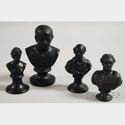Four Small Black Basalt Busts