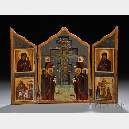 Russian Folk Triptych of the Crucifixion