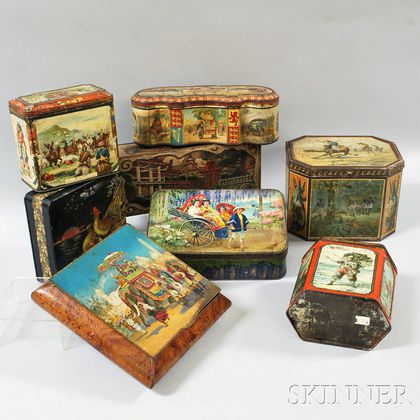 Eight Exotic-themed Advertisings Tins
